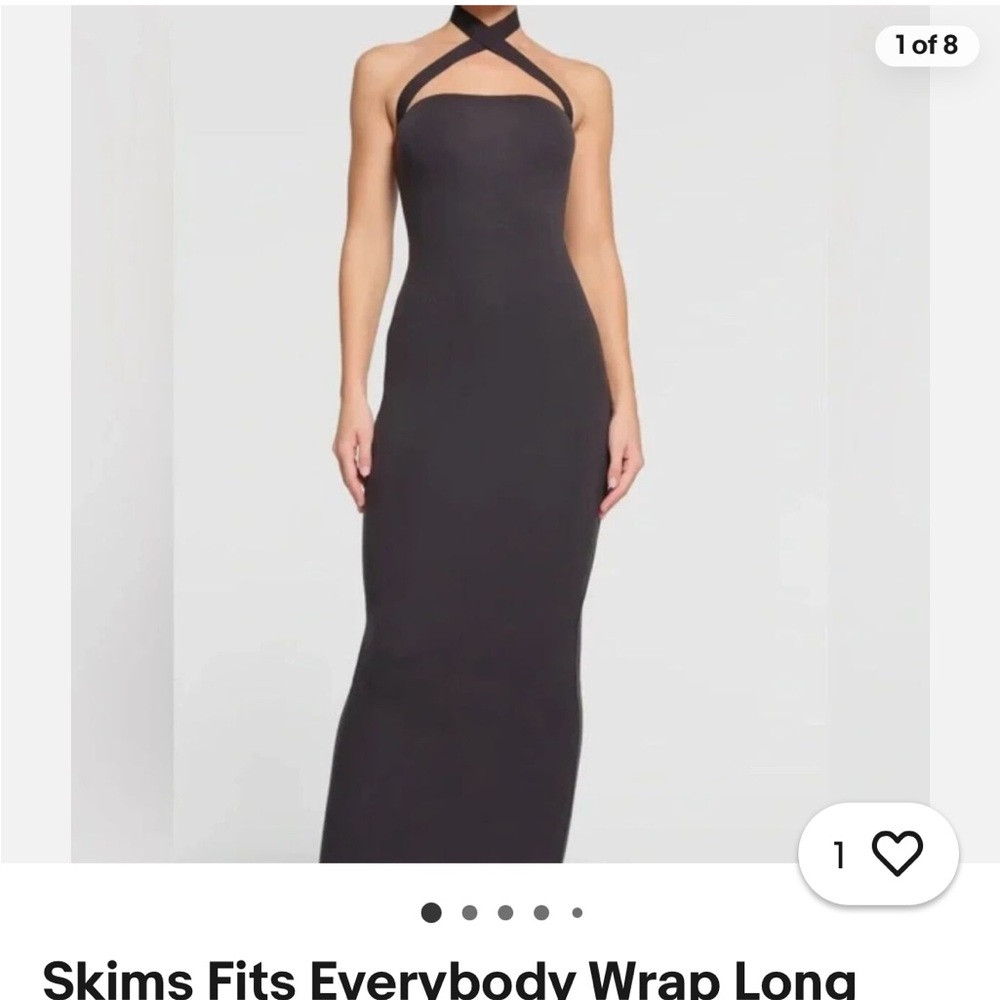 SKIMS Black Halter Maxi Sheath Dress